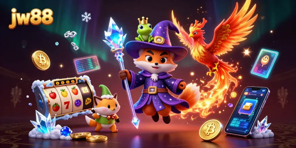 Engage with jw88's thrilling slots experience featuring mystical characters and vibrant gaming elements.