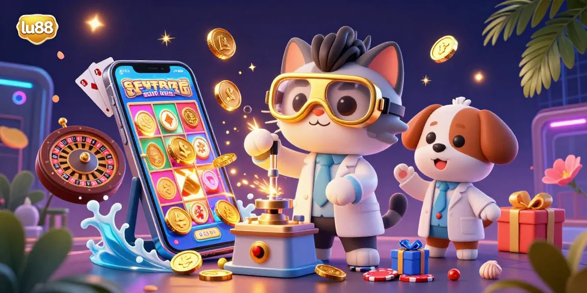 Experience casino excitement with lu88 as the mad scientist cat generates riches in a vibrant 3D world.