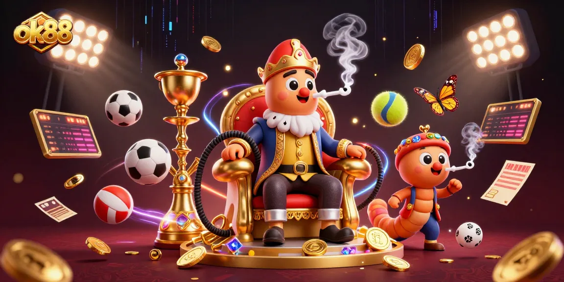 Experience the thrilling casino action with ok88's vibrant sports-themed digital illustration.