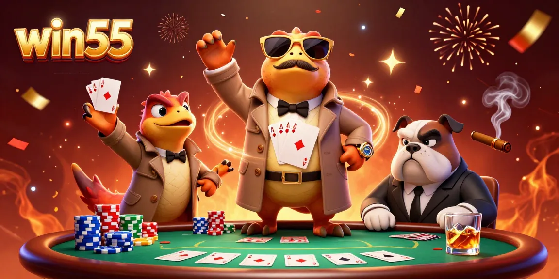Experience the excitement of win55 with raptors sneaking into a VIP casino lounge in this dynamic illustration.