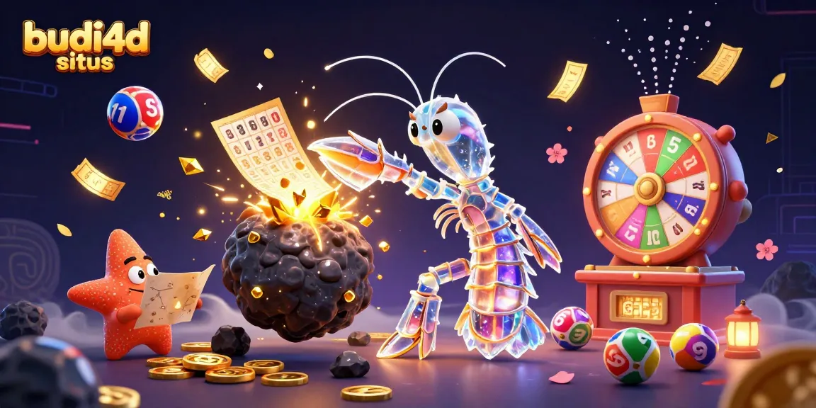 Experience the thrill of budi4d situs with a galactic samurai mantis shrimp and vibrant gaming elements.