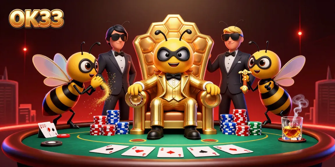 Engage in thrilling gameplay at OK33 with a vibrant casino scene featuring a bumblebee mob boss.