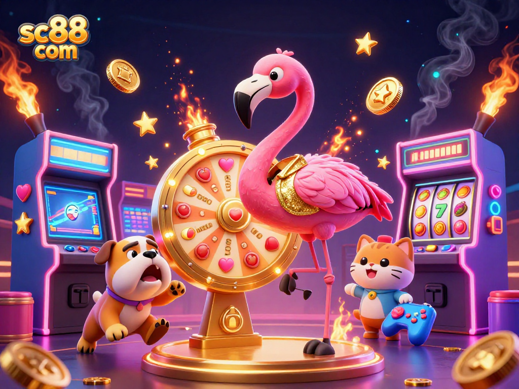 Spin and win with sc88 com in a vibrant casino scene featuring fun characters and games.