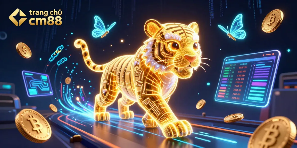 Engage in exciting gameplay at trang chủ cm88 with neon tigers and digital prizes in a vibrant casino world.