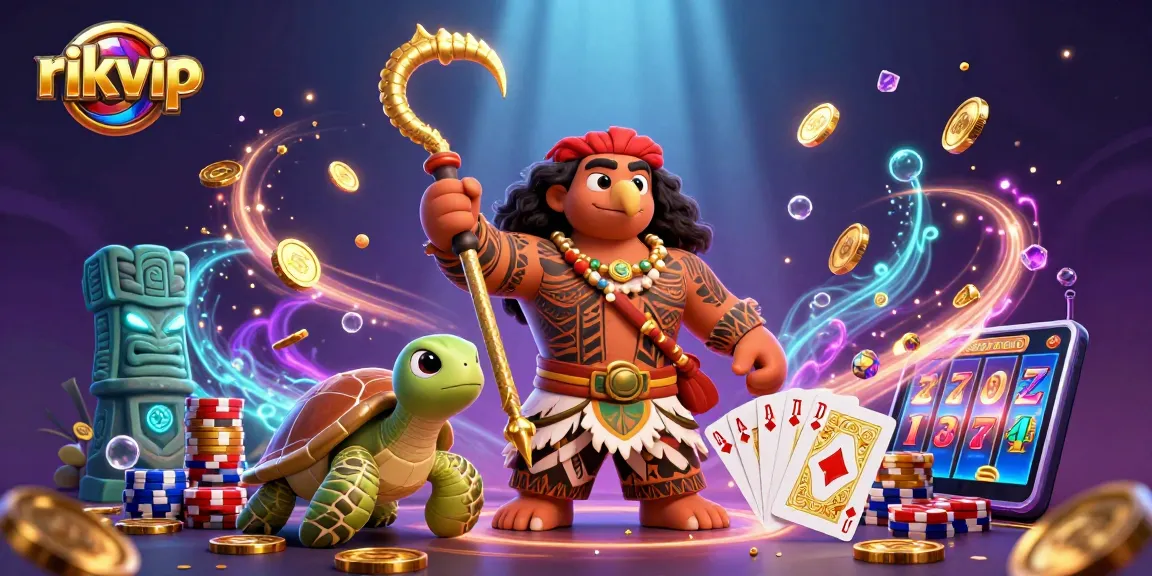 Engage with the thrilling action of rikvip at this vibrant 3D casino illustration featuring epic characters.