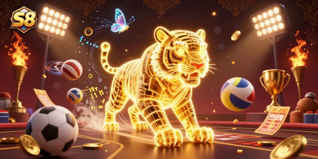 S8 offers exciting casino experiences with a golden tiger and dynamic sports betting elements.