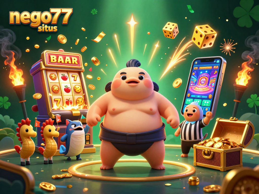 Spin the reels for exciting wins with nego77 situs in this vibrant, dynamic casino scene!