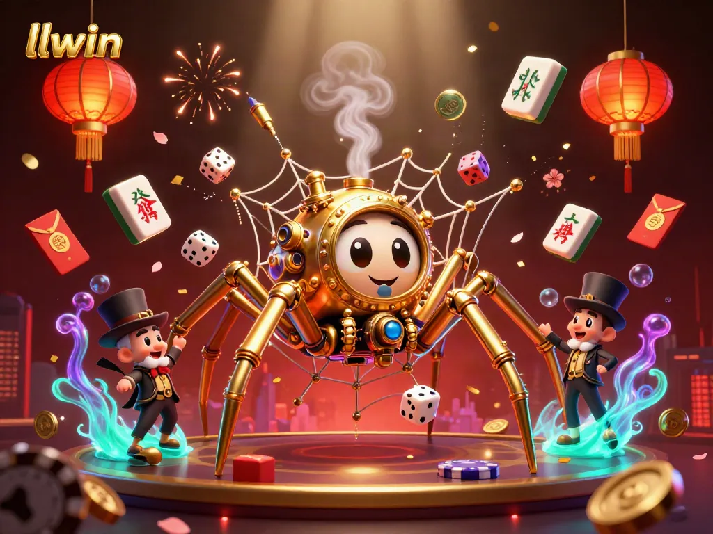 Experience thrilling action at llwin with a dynamic steampunk spider and gaming elements.