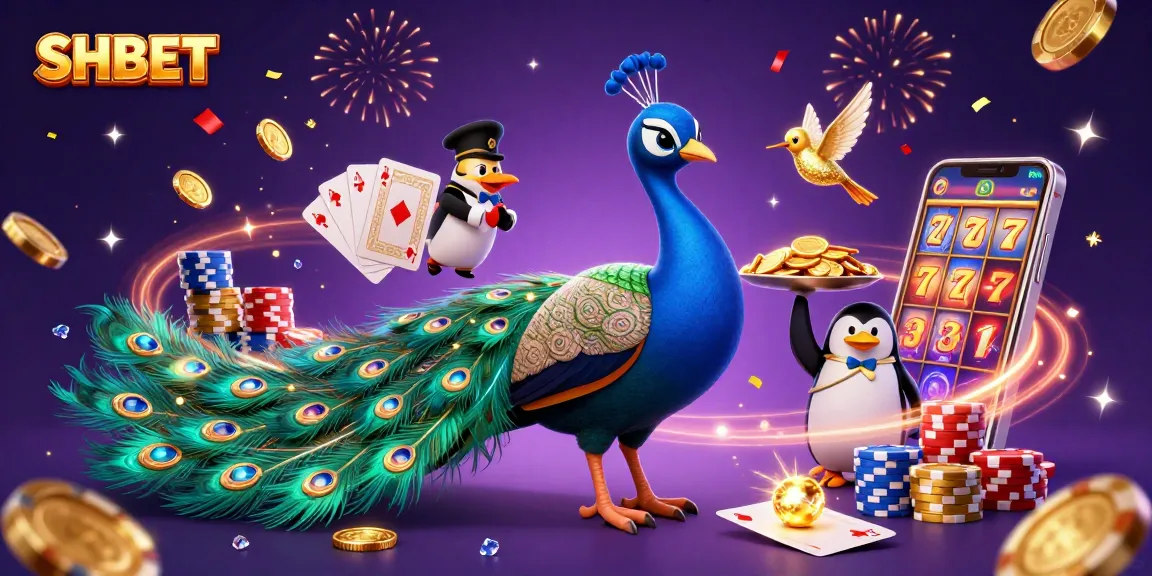 Experience the thrilling world of SHBET with vibrant gambling elements in an interactive casino scene.