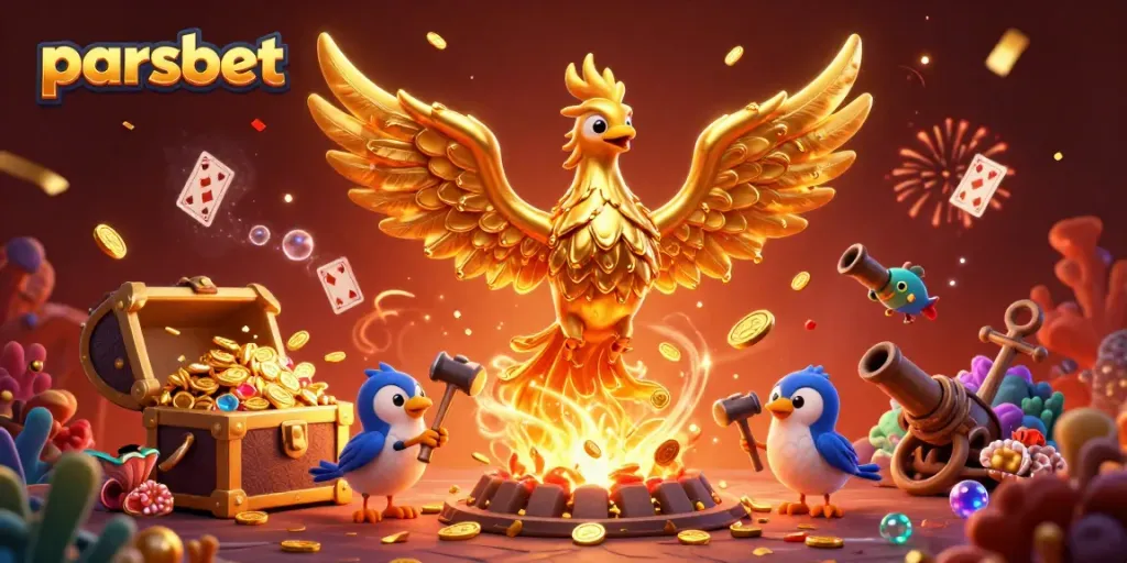 Experience exciting gaming adventures with parsbet as molten phoenix emerges from a fiery forge, surrounded by treasures.