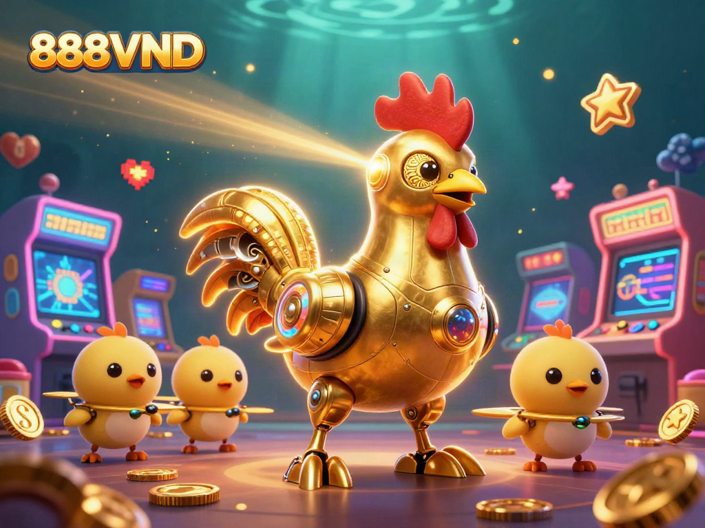 Engage in thrilling games and jackpots with 888VND's dynamic casino illustration.