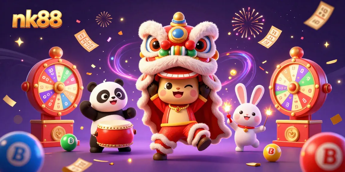Experience the vibrant celebrations at nk88 with lively characters amidst colorful casino excitement.