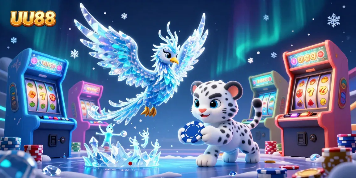 Engage with UU88 through an exciting 3D casino-themed digital illustration showcasing vibrant characters and gaming elements.
