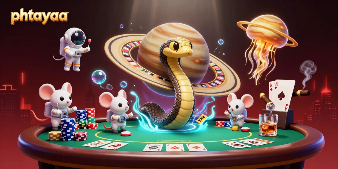 Bet on phtayaa's cosmic roulette as astronauts place bets amid vibrant casino elements.