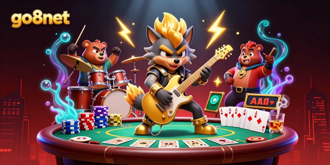 Engage with thrilling poker action at go8net featuring cartoon characters in a vibrant casino setting.