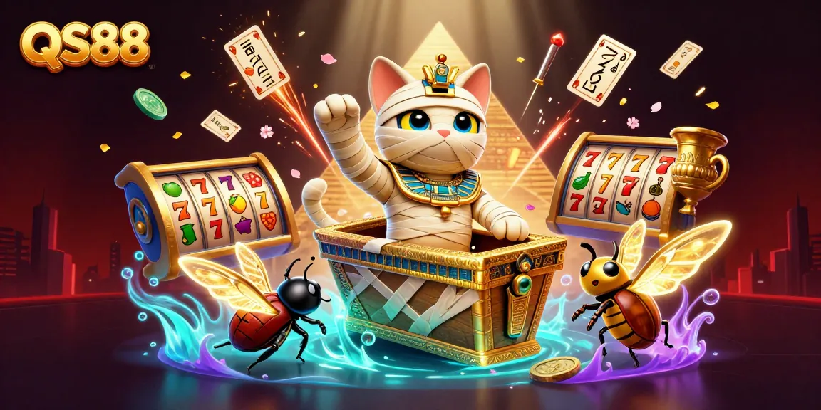 Experience thrilling slots at QS88 with exciting Egyptian-themed gameplay in a vibrant casino scene.