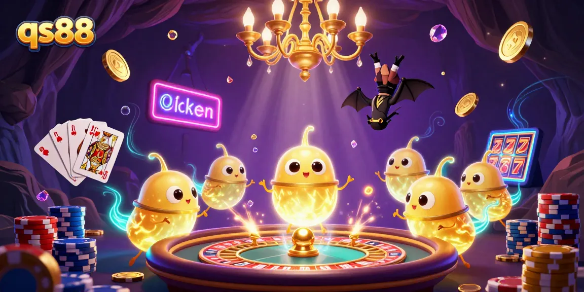 Experience the vibrant qs88 atmosphere with illuminated glowworms, dazzling gaming elements, and lively casino excitement.