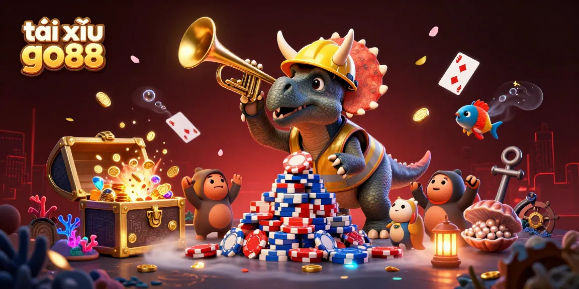 Engage in thrilling tài xỉu go88 gameplay with a dynamic 3D casino scene featuring vibrant characters and rich elements.
