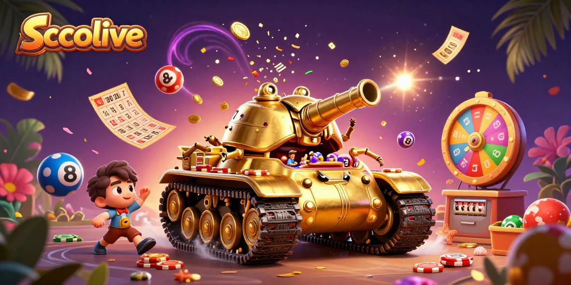 Socolive presents an engaging casino scene with a golden beetle tank revealing mini patrons amidst vibrant gaming elements.