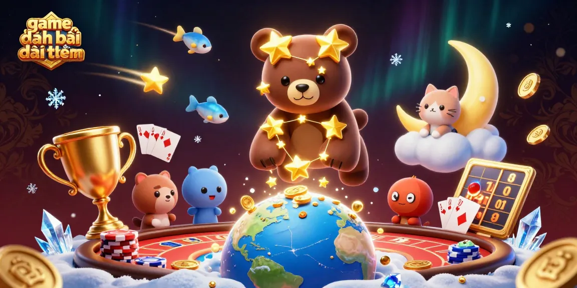 Experience thrilling game đánh bài đổi thưởng with exciting poker elements in a vibrant 3D illustration.