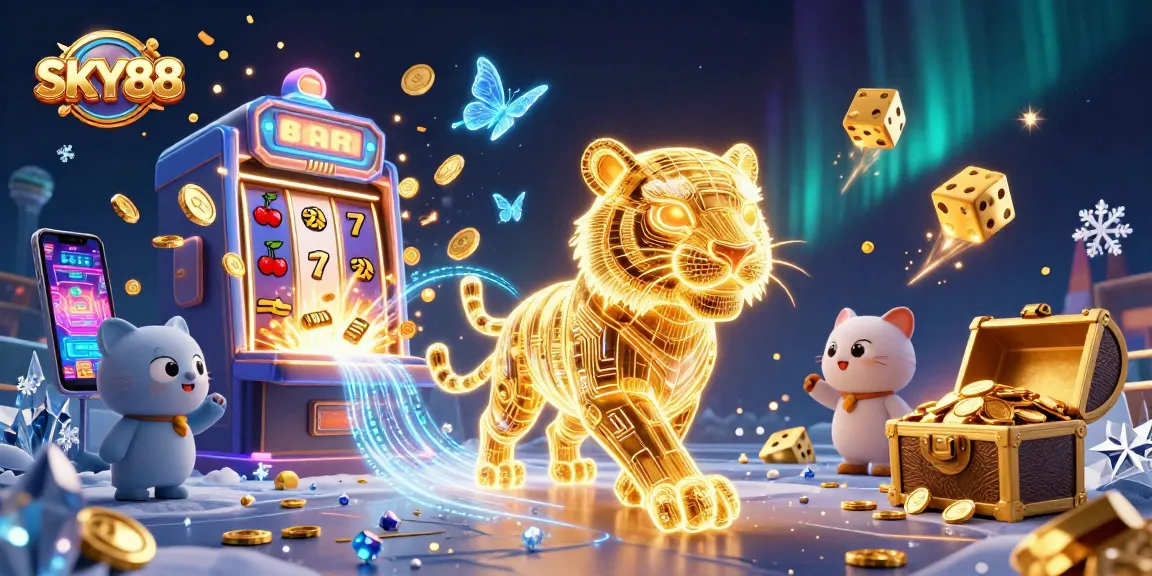 Engage in thrilling gameplay at SKY88 with vibrant digital casino elements and jackpot excitement.