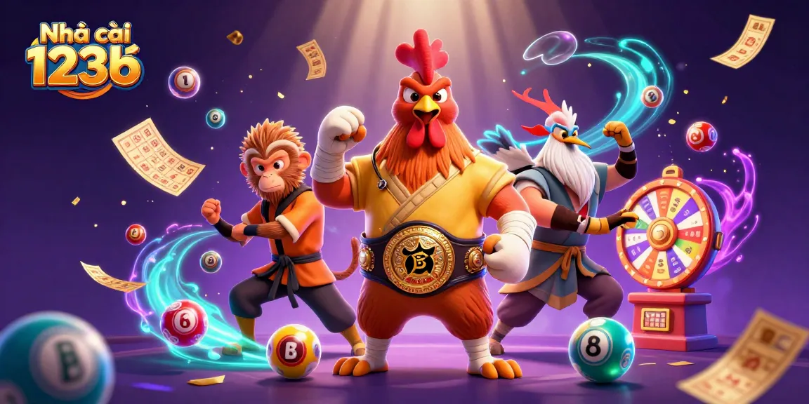 Experience thrilling games at Nhà cái 123b featuring dynamic lottery balls and vibrant casino elements.