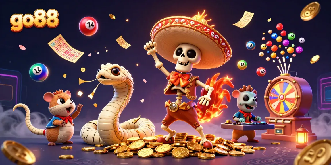 Experience captivating gaming with go88's vibrant characters and dynamic lottery elements in a thrilling casino scene.