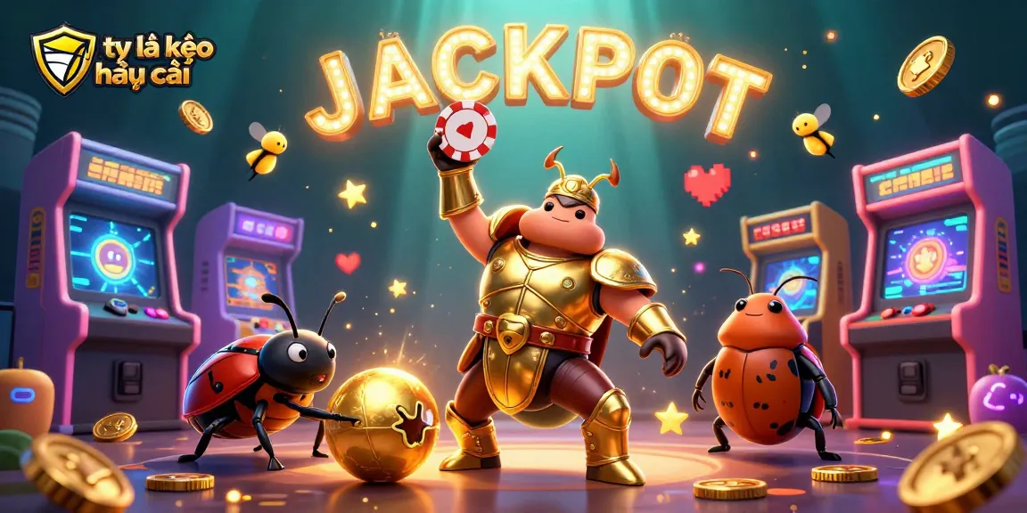 Tỷ lệ kèo nhà cái illustrated with a victorious beetle in armor and gaming elements creating an engaging sports betting environment.