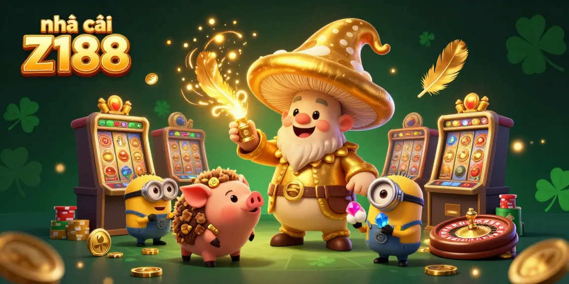Experience vivid action at nhà cái Z188 with golden treasures, slot machines, and magical characters.