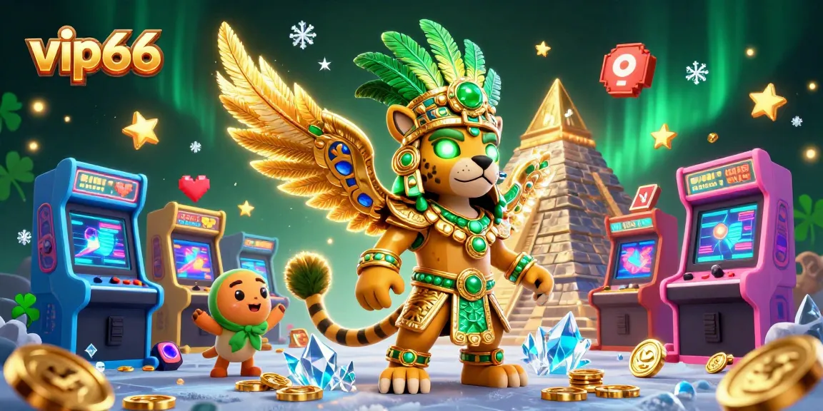 Engage with vip66, featuring a Mayan priest and vibrant casino elements for an immersive gaming experience.