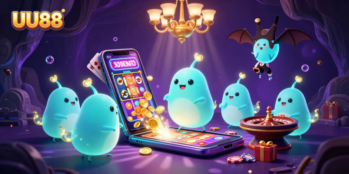 UU88 players enjoying a lively casino atmosphere with glowworms lighting various game elements.