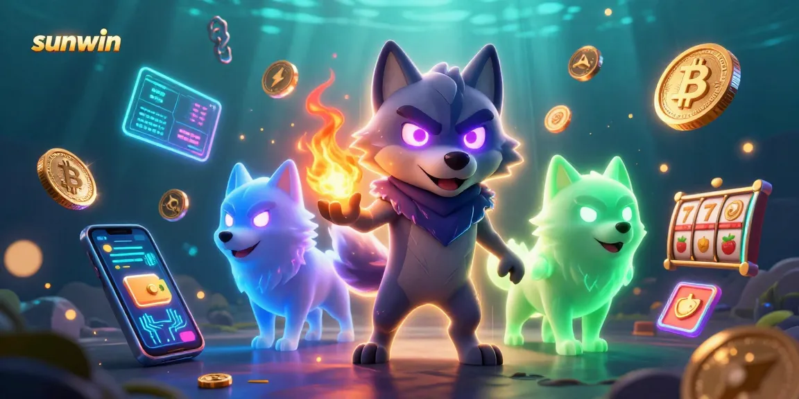 Engage with sunwin by spinning vibrant slot reels surrounded by ghostly wolves and crypto coins.